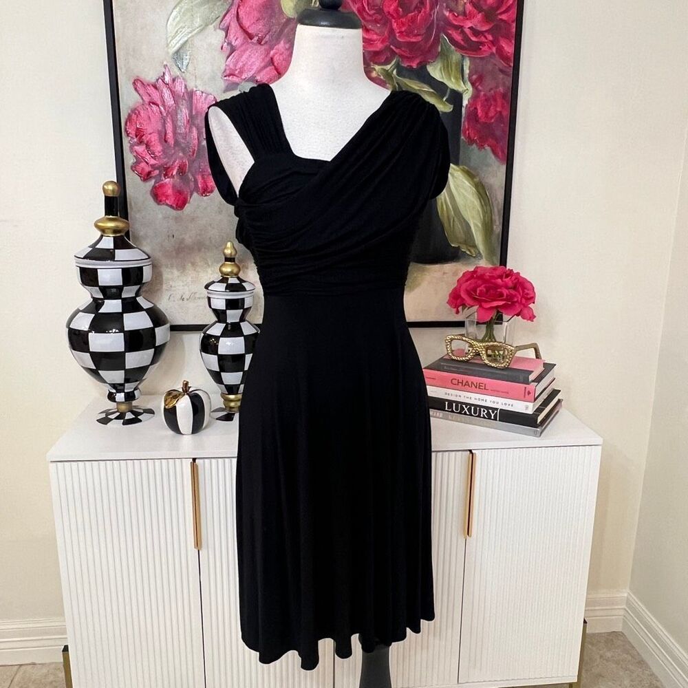 Plenty by Tracy Reese Women's Dreamy Drape Jersey Ruched Dress Black Size P